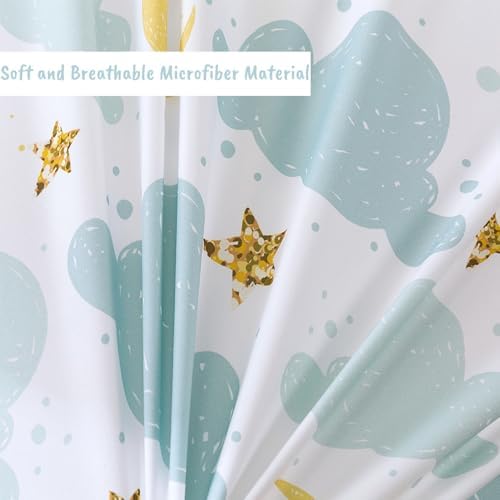 Kids Duvet Cover Set Twin with Cloud and Moon Pattern 1