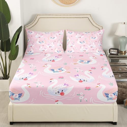 Feelyou Cartoon Swan Kids Sheet Set Full Size