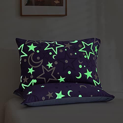 Laviniar Glow in Dark Duvet Cover Set with Butterfly Stars King