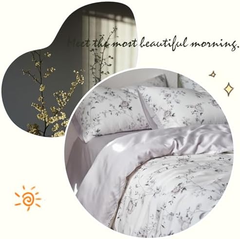 DREAMINGO Lyocell Silky Duvet Cover Set - Twin XL White Purple