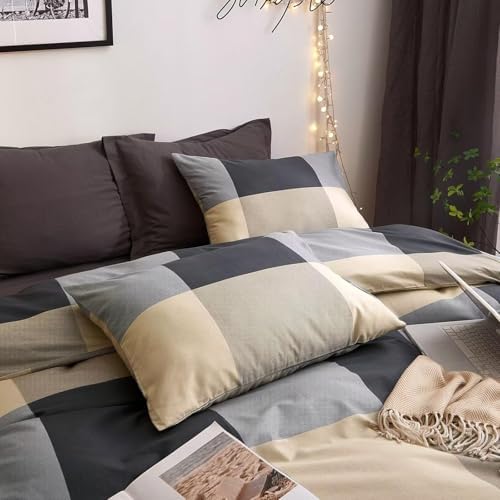HighBuy Plaid Duvet Cover Twin XL Set with Pillowcases