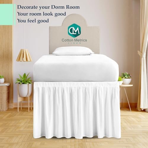 Cotton Metrics Linen Twin XL Bed Skirt with 32 Drop