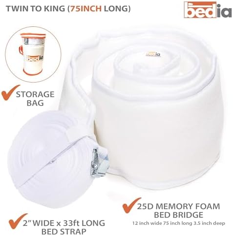 Bedia 12 Inch Bed Bridge Twin XL to King Converter Kit