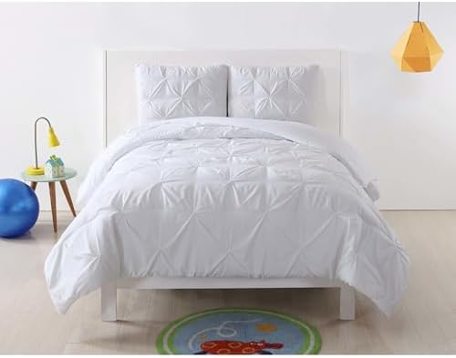 My World Pleated Solid Duvet Set Twin XL White 1