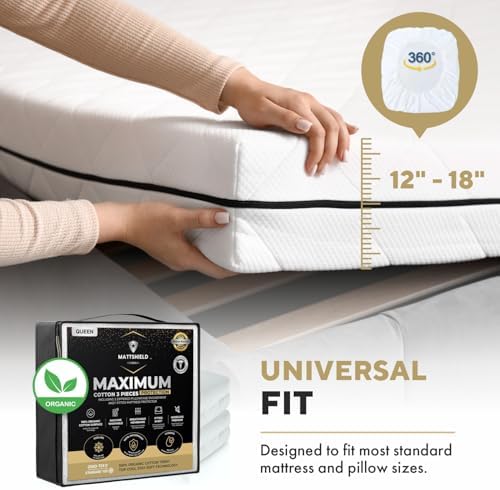 Mattshield Original 3-Piece Waterproof Mattress Protector Kit Queen Size