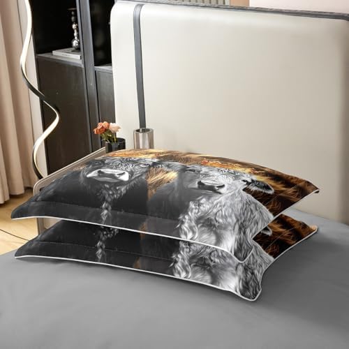 Feelyou Highland Cow Cotton Duvet Cover Set Twin Size
