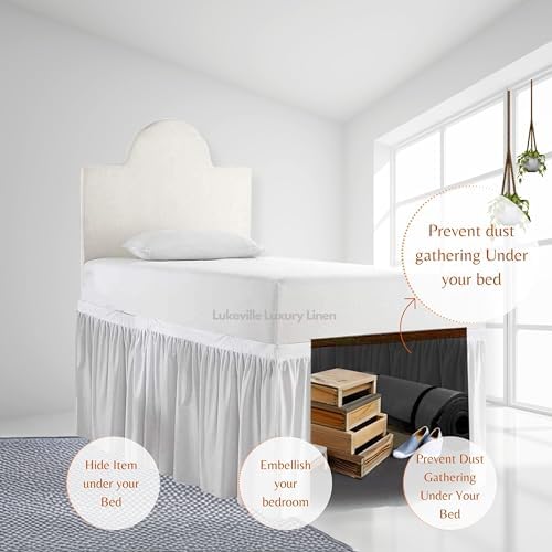 Lukeville Luxury Linen Twin XL Bed Skirt 32 Drop
