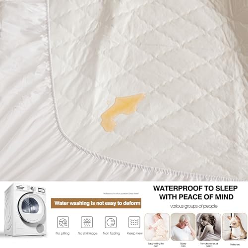100 Waterproof Queen Mattress Protector with Plaid Design
