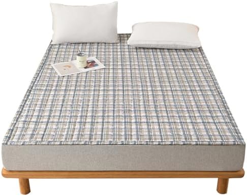 LweiPsqLin Queen Mattress Pad Breathable Non-Slip Cotton with Elastic Straps