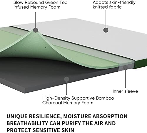 FLEXPEDIC 3 Inch Twin Mattress Topper with Green Tea Bamboo Charcoal