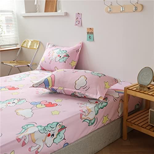 Feelyou Girls Unicorn Fitted Sheet Set for Kids Bedroom