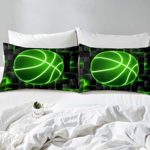 Feelyou King Size Duvet Cover Set Green Black Geometric