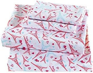 Linen Plus Twin Sheet Set Hot Pink Eiffel Tower