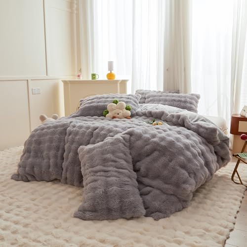 Roscloud Rabbit Plush Duvet Cover Set 3PC Twin