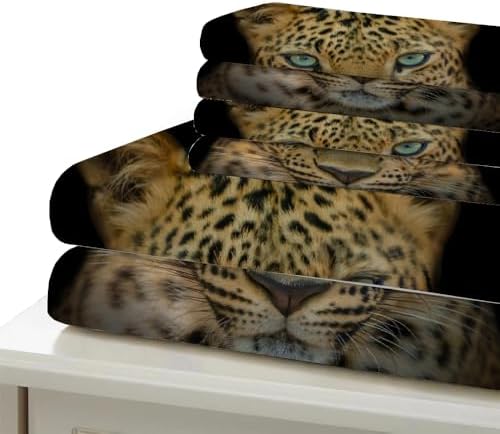 California King Leopard Duvet Cover Set with Zipper and 2 Pillow Cases