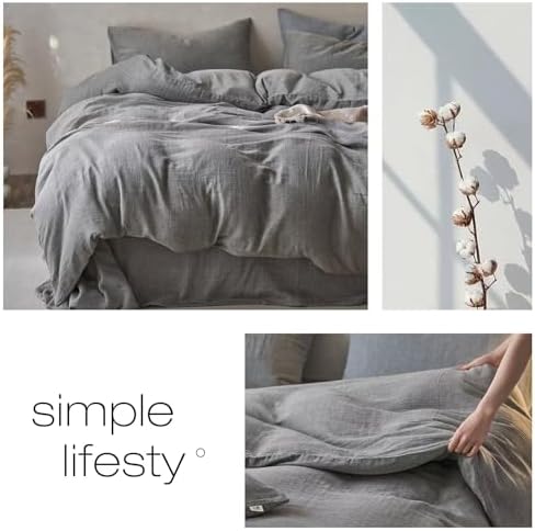 BuLuTu 100 Cotton Muslin Duvet Cover Set Twin Size