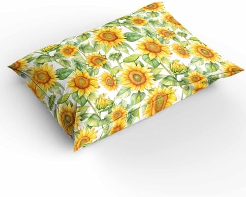 3 Piece Twin Bedding Set with Sunflower Duvet Cover and Pillowcases