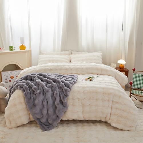 Roscloud Rabbit Plush Duvet Cover Set 3PC 1