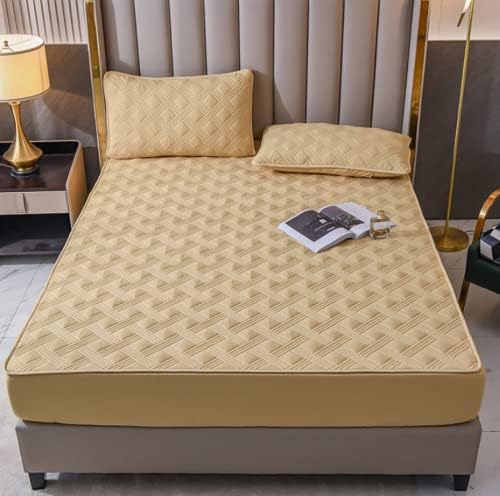 FCLDESHOP Cotton Mattress Pad Khaki 90x200cm30cm
