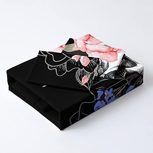 Classic Skull and Roses Duvet Cover Set King Size 1