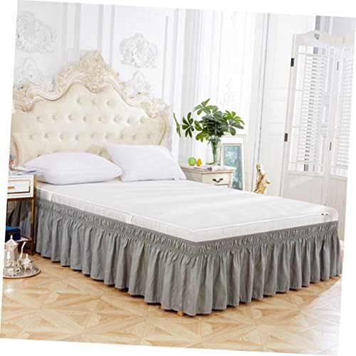 HONMEET Ruffled Bed Skirt Grey Solid Sheet Bedding with Elastic Band