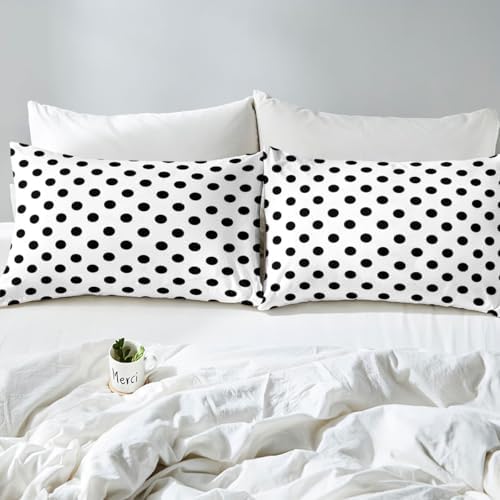 Feelyou Polka Dots Duvet Cover Set Modern Geometry Design Black White