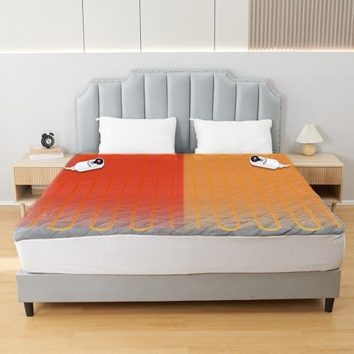 Electric Mattress Pad Queen Size 60x80 Gray with 6 Heat Levels
