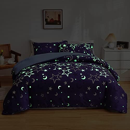 Laviniar Glow in Dark Duvet Cover Set with Butterfly Stars King