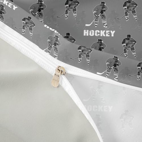 Homewish Hockey Kids Duvet Cover Set - Twin Size Grey