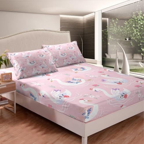 Feelyou Cartoon Swan Kids Sheet Set Full Size