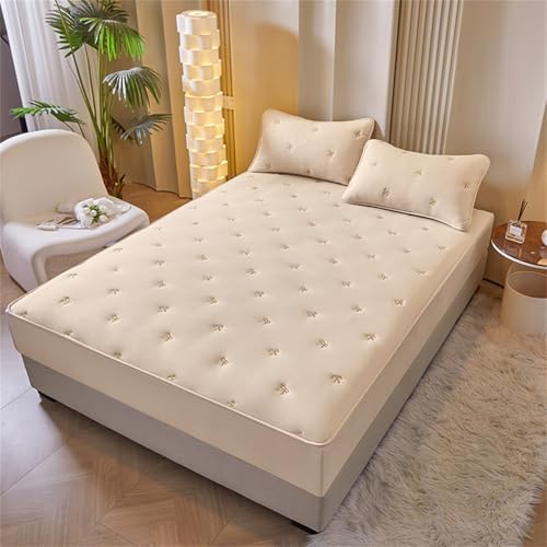 BYHIP Waterproof Mattress Protector with 11 Deep Pocket and Twin Fitted Sheet