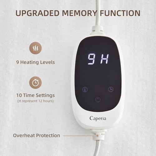 Caperia Heated Mattress Pad Twin XL 9 Heat Settings 39 x 80