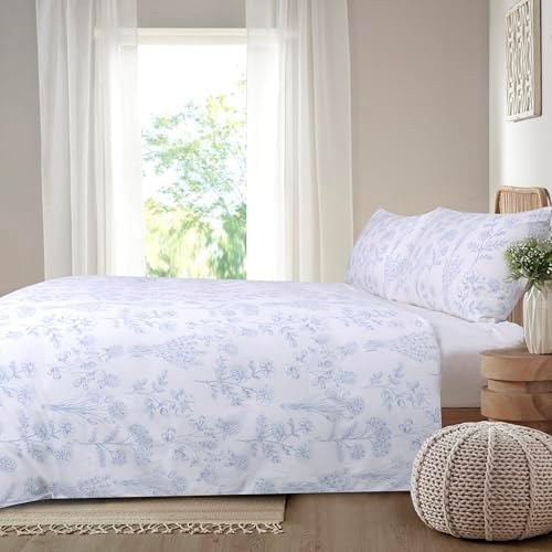 YINFUNG Blue Floral Duvet Cover Set King