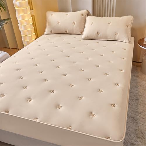 BYHIP Waterproof Mattress Protector with 11 Deep Pocket and Twin Fitted Sheet