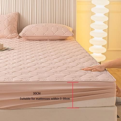 FCLDESHOP Dark Pink Mattress Pad Cover 150x200cm 3pcs