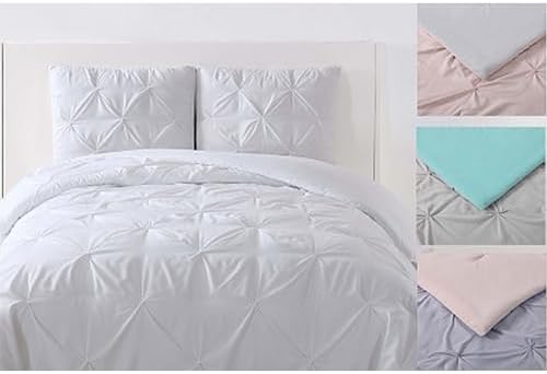 My World Pleated Solid Duvet Set Twin XL White 1