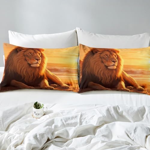 Feelyou 3D Lion Duvet Cover Set for Kids and Adults