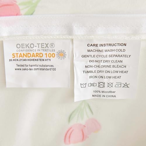 Bildenly Duvet Cover Twin White Pink Tulip Pattern