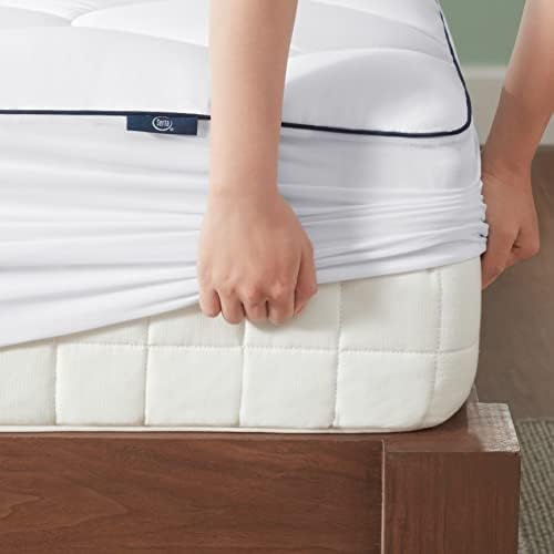 Serta Ocean Breeze Breathable Pillow Top Mattress Pad Protector - Queen White 1