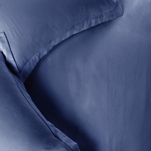 Superior Flannel Duvet Cover Set with Pillow Shams Twin Navy Blue