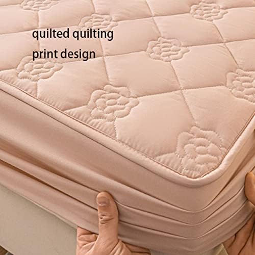 FCLDESHOP Dark Pink Mattress Pad Cover 150x200cm 3pcs
