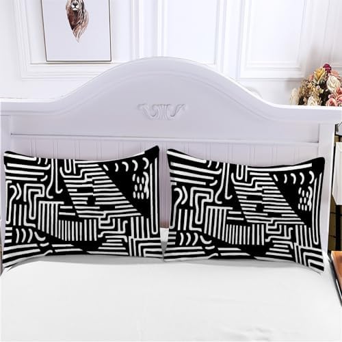 TBAUYI Black and White Doodle Duvet Cover Set California King 1