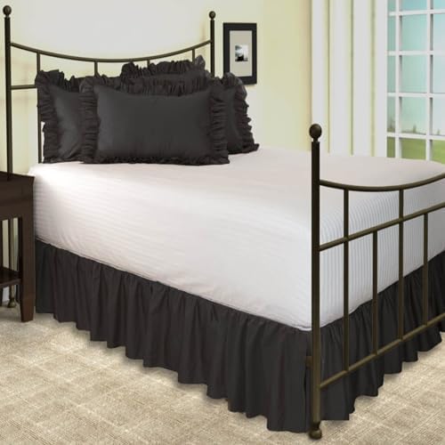3 Sided Split Corner Dust Ruffled Bedskirt in Black