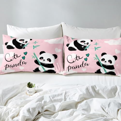 Feelyou Kids Pink Panda Bed Sheet Set Twin Size