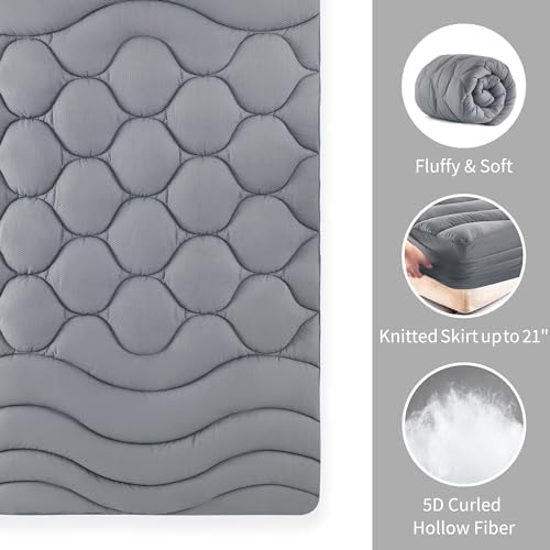 Sonive Grey Mattress Pad with 3-Zone Support