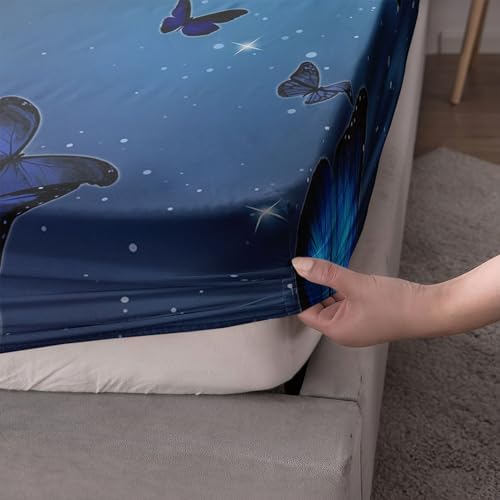 Blue Butterfly Sheet Set 4Pcs Kids Bedding