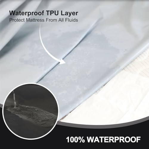 Holawakaka Queen Waterproof Mattress Protector Breathable Fitted Sheet Cover Black