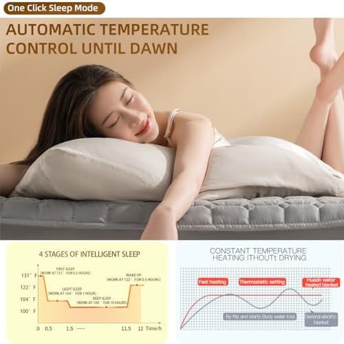 Electric Water Heated Mattress Pad with Soft Microfiber Cover