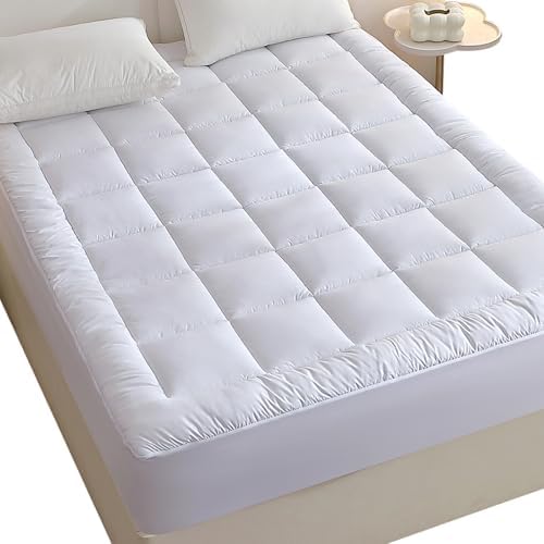 FISHDRU Quilted Fitted Mattress Pad for 16 Inch Deep Mattresses