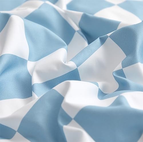 Houseri Light Blue Plaid Duvet Cover Twin